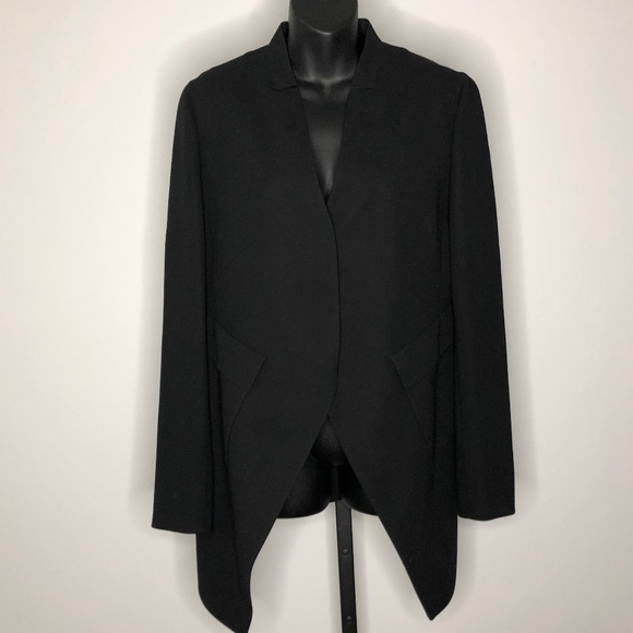 Akris Black 99% Wool V Cut Pointed Jacket 10